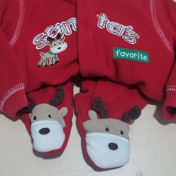 Santas Favorite Reindeer Red Christmas Sleeper for Newborn Babies - Picture 6 of 7